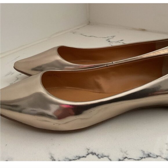 J.Crew Introduces a Brand-New Ballet Flat: The Pointy-Toe  J.Crew Emery Pale Gold Pointy Toe Flats NEW Size 10